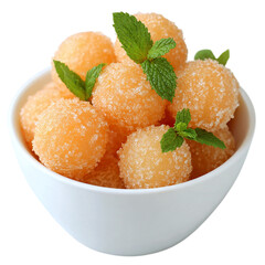 Cantaloupe Balls in a Small Bowl on transpart background