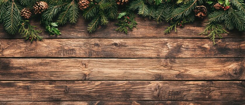 Christmas themed rustic wood background