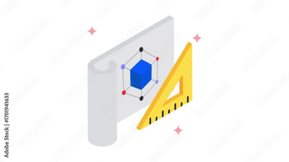 Poster Blueprint isometric animation MP4 file