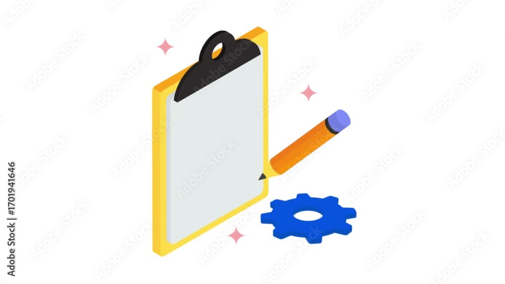 Poster technical writing isometric animation mp4 file