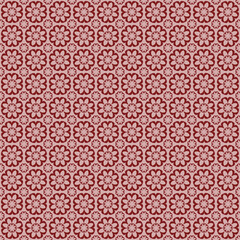 Seamless Red Floral Pattern, Decorative Abstract Blossom Background