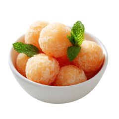 Cantaloupe Balls in a Small Bowl on transpart background
