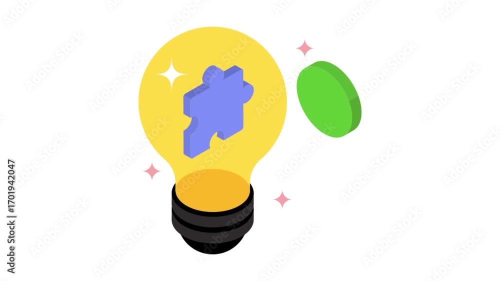 Poster problem-solving isometric animation mp4 file