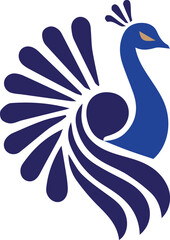 Stylized peacock with fanned tail bird graphic