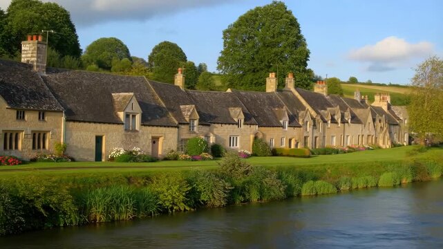 Arlington row in bibury, england, changing light
