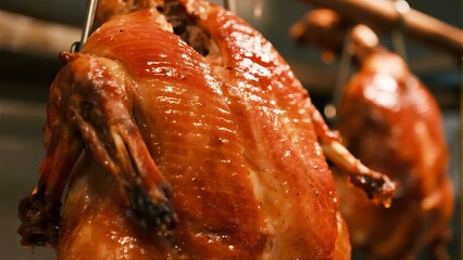 Flavorful Roast Duck Close - Up in Kitchen, Ideal for Food Lovers and Chinese Cuisine Aficionados
​