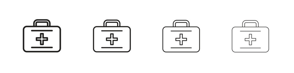 Fototapeta premium First aid box icons. thin line symbols in strokes