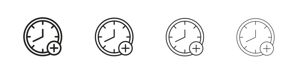 Extra hours icons. thin line symbols in strokes