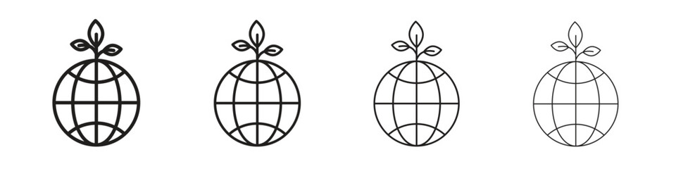 Environment icons. thin line symbols in strokes