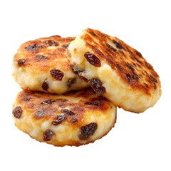 Cheese patties with raisin on transpart background