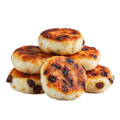 Cheese patties with raisin on transpart background