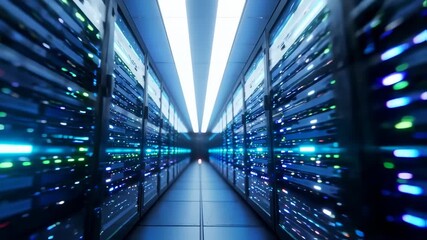 Abstract data tunnel with glowing lights - Powered by Adobe