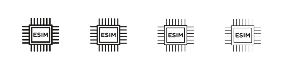 ESIM icons. thin line symbols in strokes