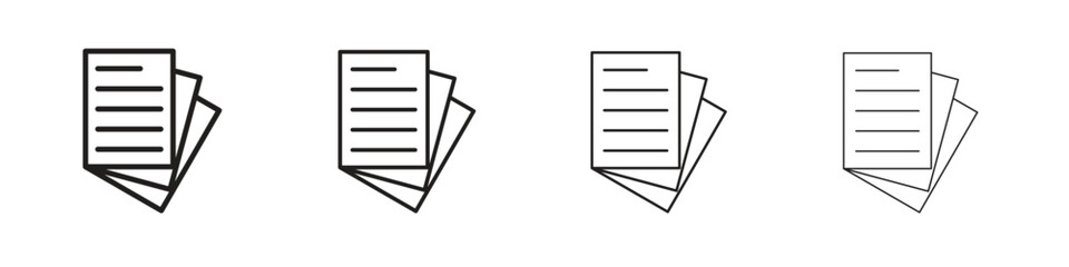 Document papers icons. thin line symbols in strokes