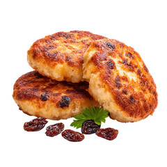 Cheese patties with raisin on transpart background