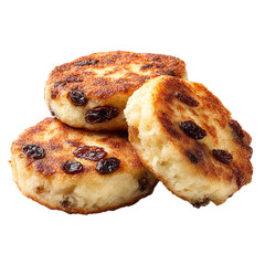 Cheese patties with raisin on transpart background