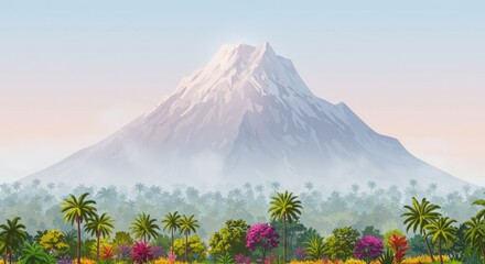 Serene Mountain Vista Tropical Paradise Landscape
