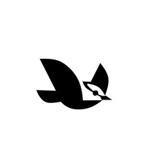 A striking monochrome image of a flying bird, designed in a modern and dynamic style. Perfect for logos, branding, or designs representing freedom, speed, and nature.