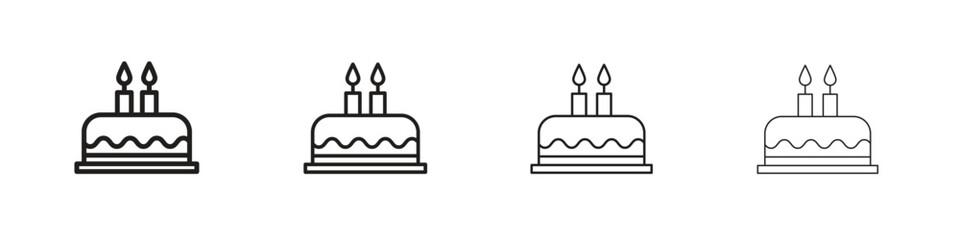 Cake icons. thin line symbols in strokes