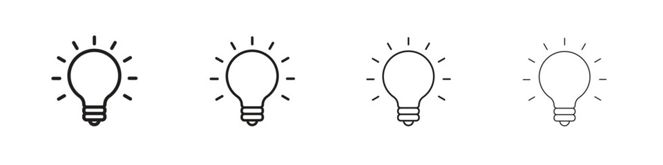 Bulb icons. thin line symbols in strokes