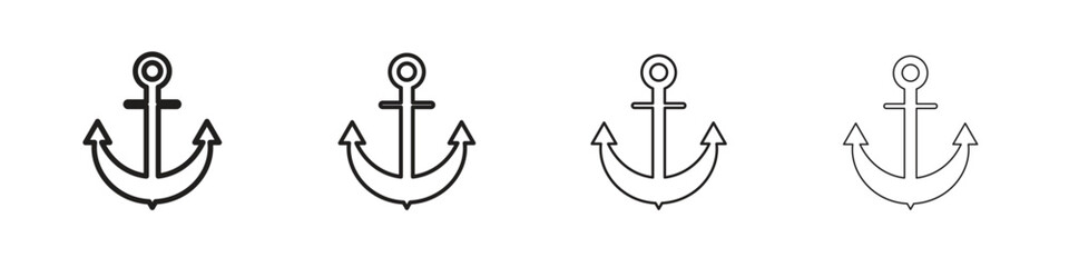 Anchor icons. thin line symbols in strokes