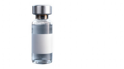 Medical vial with blank label right copy space