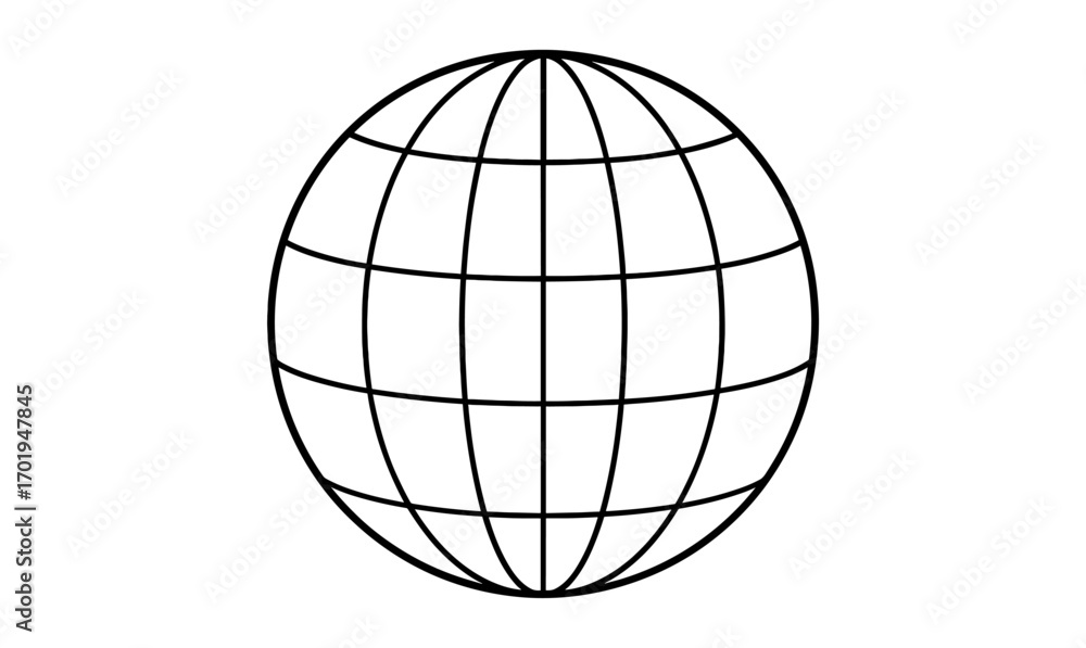 Poster minimalist outlined global sphere concept for print or digital design projects