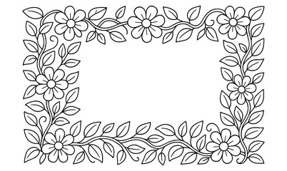 Floral coloring border design for creative projects and artwork decoration