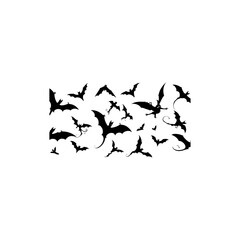 Set of dragon silhouette vector on white background 
