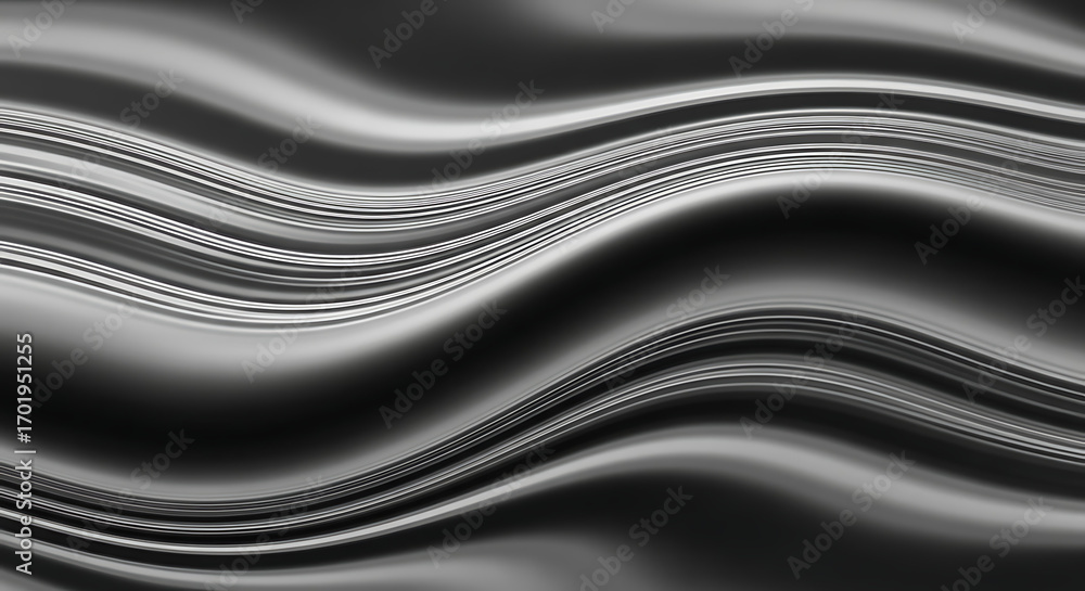 Poster abstract gray and white wavy lines creating a smooth flowing texture with subtle light and shadow ef