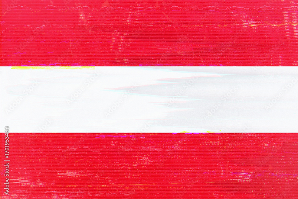Poster digital rendering of the austrian flag showcasing a vibrant color palette of red and white, with a t