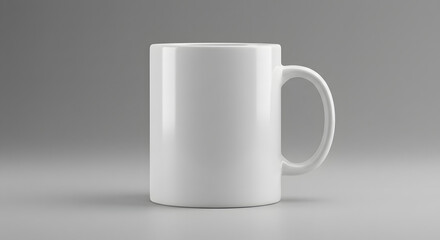 Fototapeta premium Glossy White Ceramic Mug on Neutral Gray Background