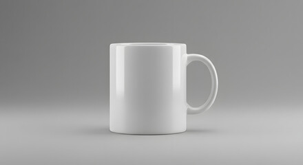 Fototapeta premium Glossy White Ceramic Mug on Neutral Gray Background