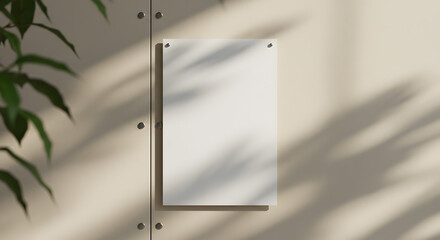 Blank White Sheet Pinned to Beige Panel