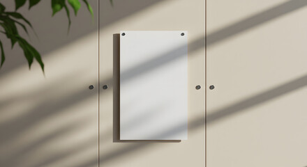 Blank White Sheet Pinned to Beige Panel