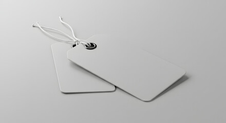 Gray Blank Price Tags with Strings Close-Up


