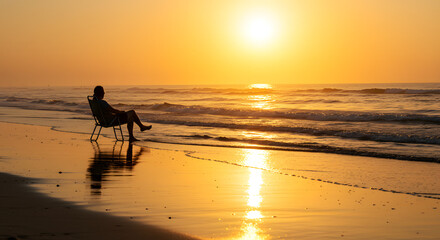 Sunset Contemplation at the Shore