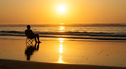Sunset Contemplation at the Shore