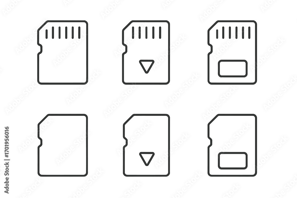 Aufkleber microsd memory card vector line icon set. digital data storage technology symbol. editable stroke ou