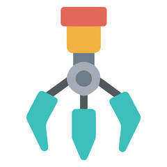 Robotic hand claw gripper technology flat color vector illustration template design