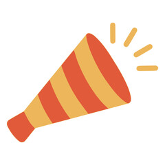 party horn trumpet birthday celebrations party flat color vector illustration template design