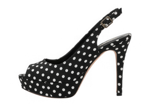 Polka dot high heel fashion shoe isolated on transparent background