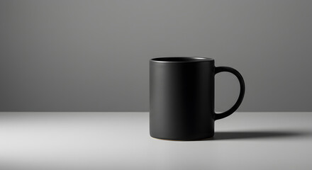 Matte Black Ceramic Mug on Gradient Gray Background