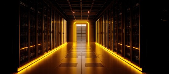 Obraz premium Illuminated Server Room: A Technological Journey