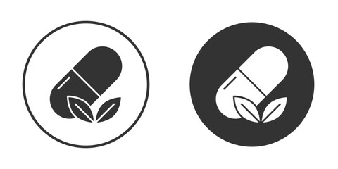 Herbal capsule icon or Logo. Flat Style vector EPS.