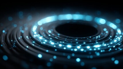 Digital Data Flow: A mesmerizing abstract portrayal of digital data flow. Electric light, blue hue. Represents technology and network communication