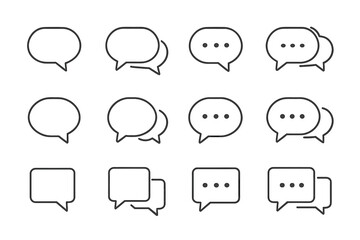 Speech bubble line icon set. Chat message, comment, and dialog symbols. Communication concept for web and app design. Minimal vector illustration with editable stroke signs.