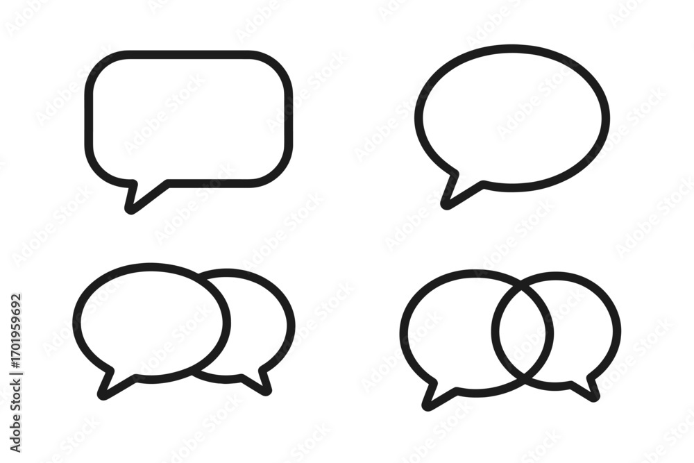 Poster speech bubble icon set for chat and communication. vector line art illustration of talk bubbles. dia