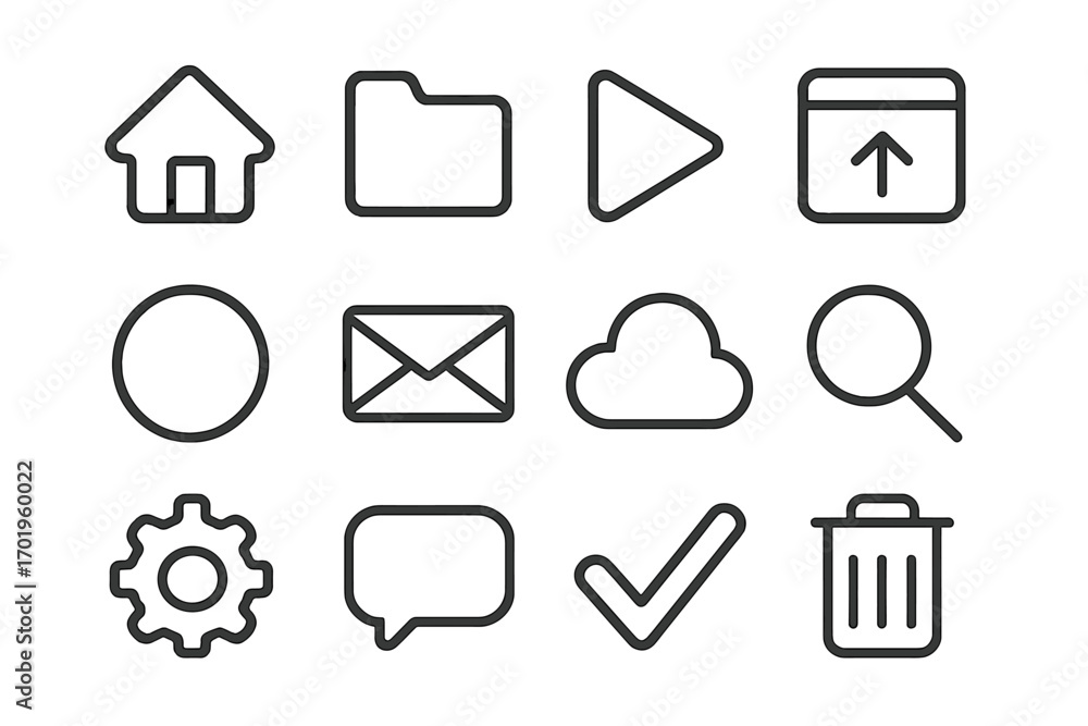 Fototapete modern universal line icon set for ui and ux design. essential vector graphic collection for web and