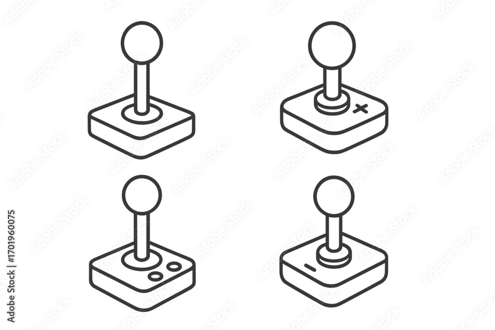 Aufkleber joystick line icon bundle with editable stroke and minimalistic linear design, vector cartoon illust